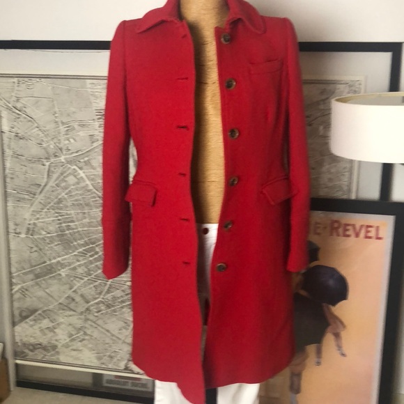 J.Crew Double Cloth wool red coat size 10 - Picture 2 of 16